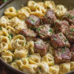 Garlic Butter Steak Bites & Creamy Alfredo Tortellini
