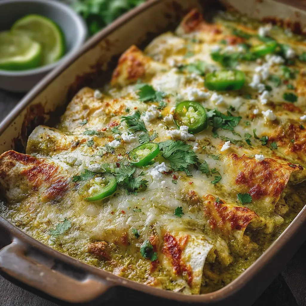 Spicy Green Chile Chicken Enchiladas Verdes