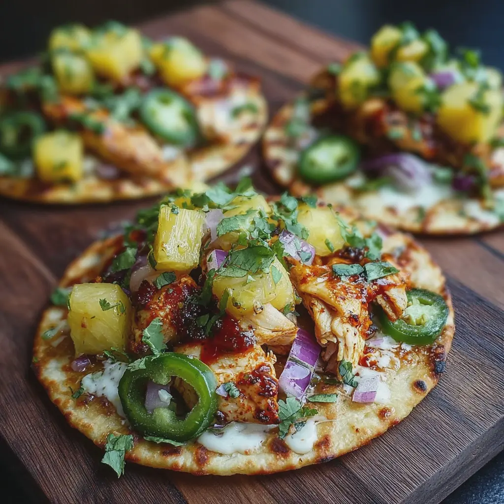 Pineapple Jalapeño Chicken Sweet Heat Flatbread Tacos