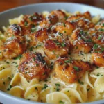 Garlic Butter Chicken Bites with Creamy Parmesan Pasta