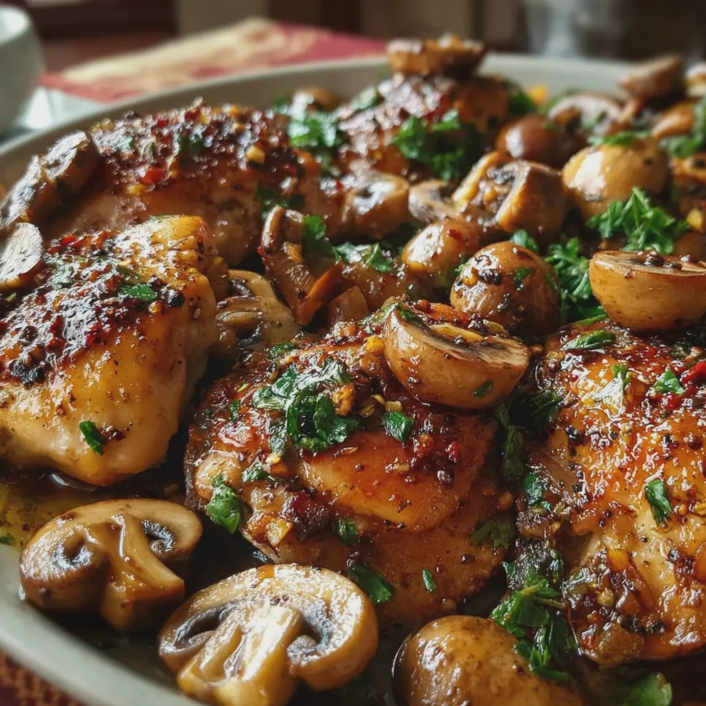 Garlic Pepper Chicken with Mushrooms