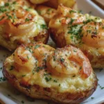 Patatas al Horno Rellenas de Gambas al Ajillo con Queso