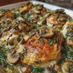 Pollo, Espinacas y Champiñones al Horno Bajos en Carbohidratos