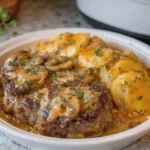 Slow Cooker 4 Ingredient Beef Chops and Scalloped Potatoes