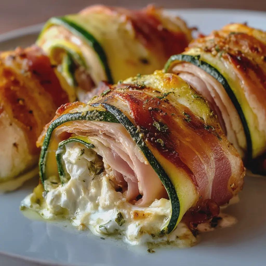 Rollitos de CalabacÃn con Queso Crema y Jamón de Pavo
