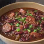 Crockpot Red Beans and Beef Sausage