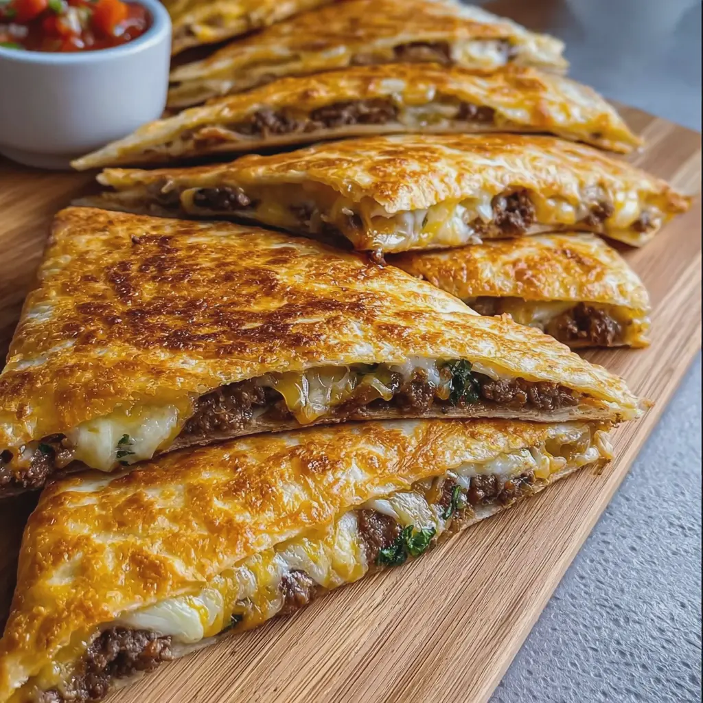 High Protein Cheesy Beef Quesadilla