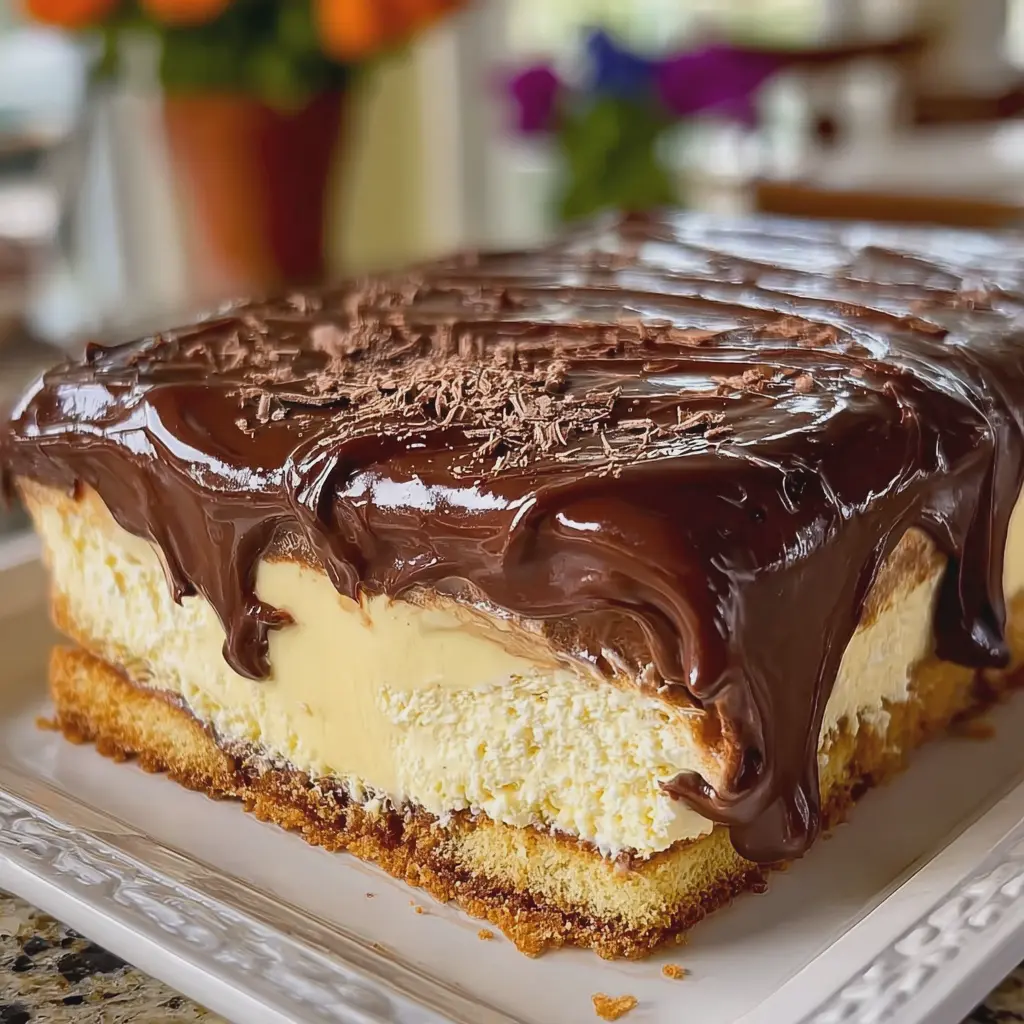 No Bake Chocolate Eclair Cake
