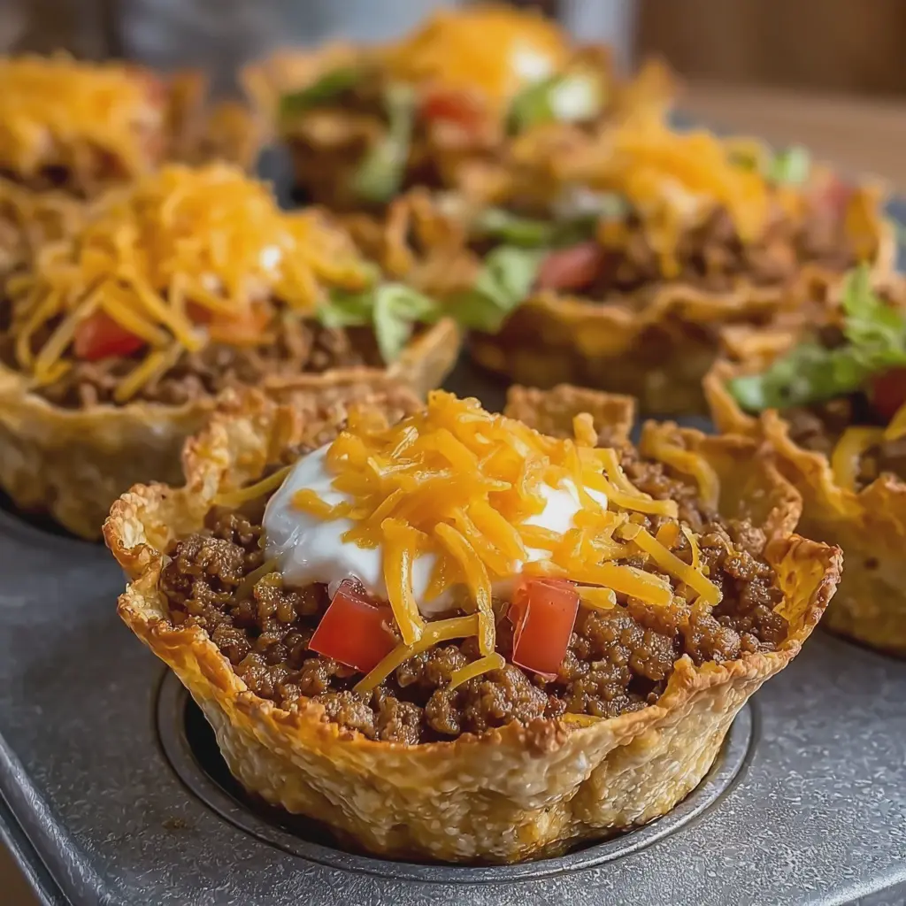 Ultimate Cheesy Beef Taco Cups
