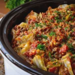 Crockpot Cabbage Roll Casserole with Turkey Bacon