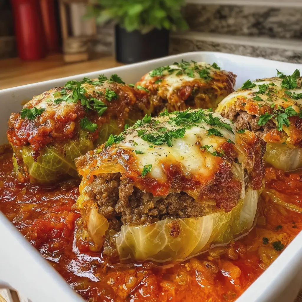 Shrimp and Beef Stuffed Cabbage Rolls