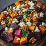 Roasted Beet and Sweet Potato Salad with Feta and Walnuts